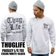 THUGLIFE サグライフ 長袖Tシャツ PAISLEY LOGO ペイズリーロゴ ロングスリーブ ホワイト×ブラック