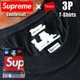 Supreme~Hanes Crew T-shirts Vv[ wCY 3PN[TVc ubN